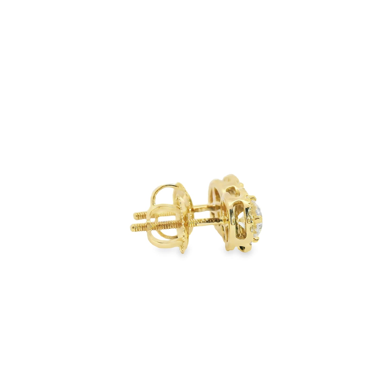 Circular Design Earrings 14K Gold Round-cut Diamonds 0.75 Carat