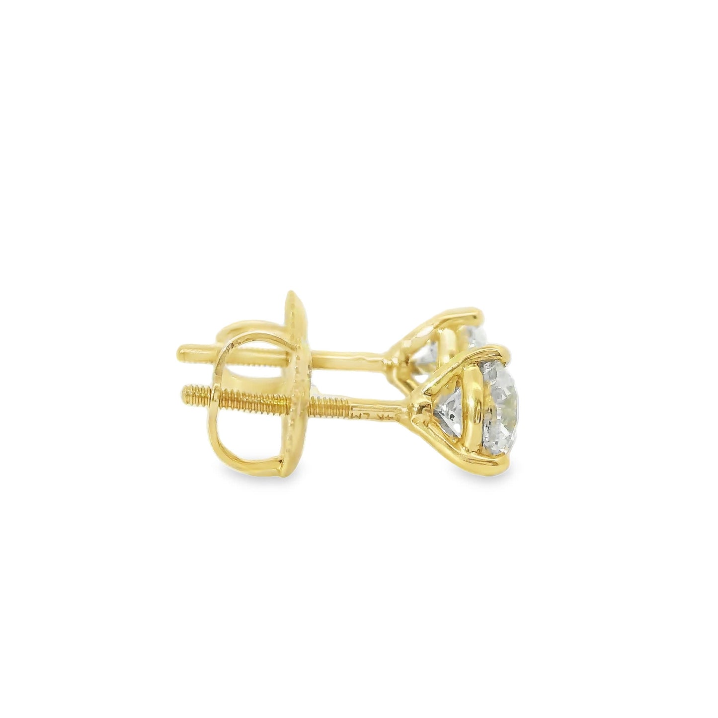 1.00 Carat 14K Gold Round Brilliant Lab Diamond Studs Earrings