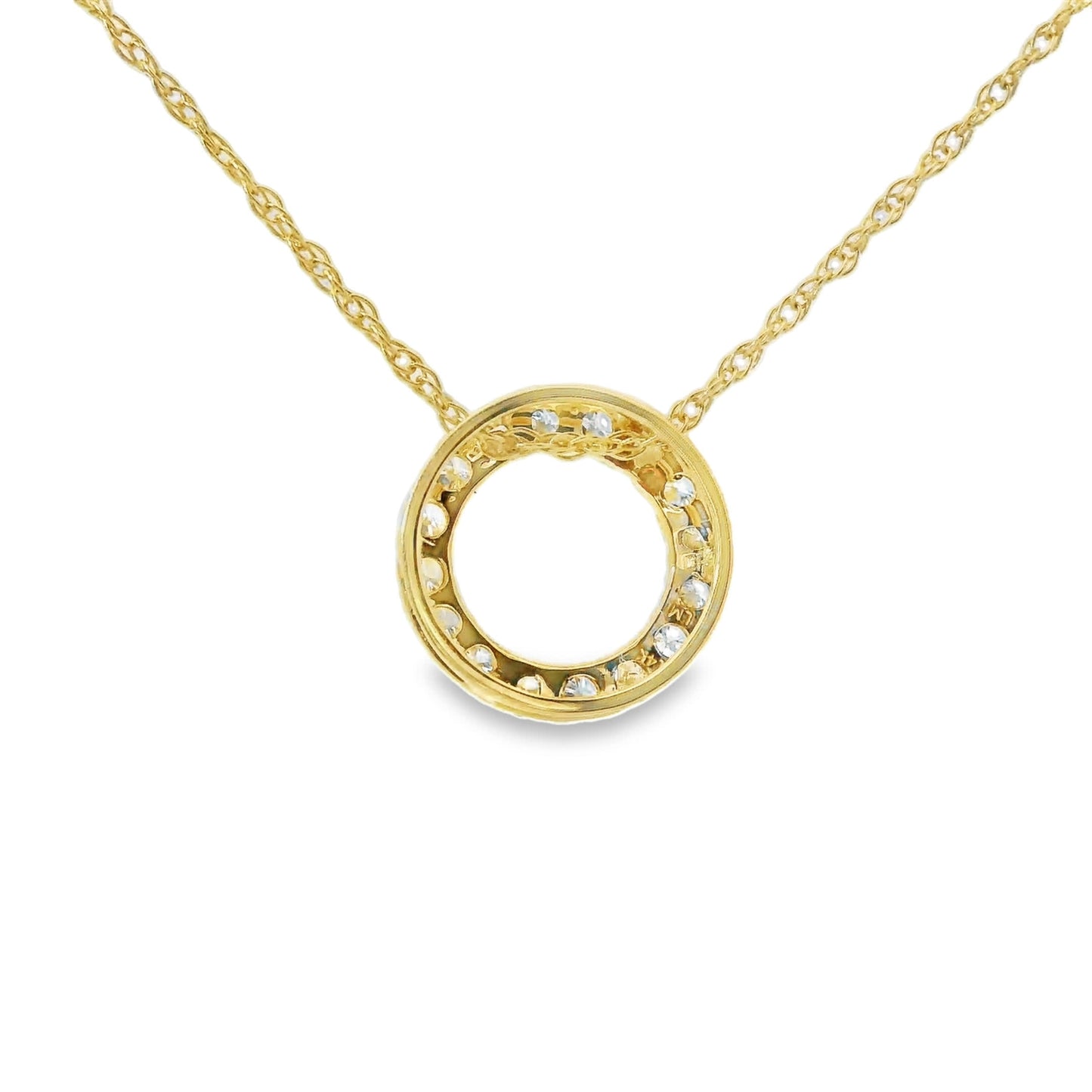 14K Yellow Gold Diamond Circle Pendant 0.33 Carat