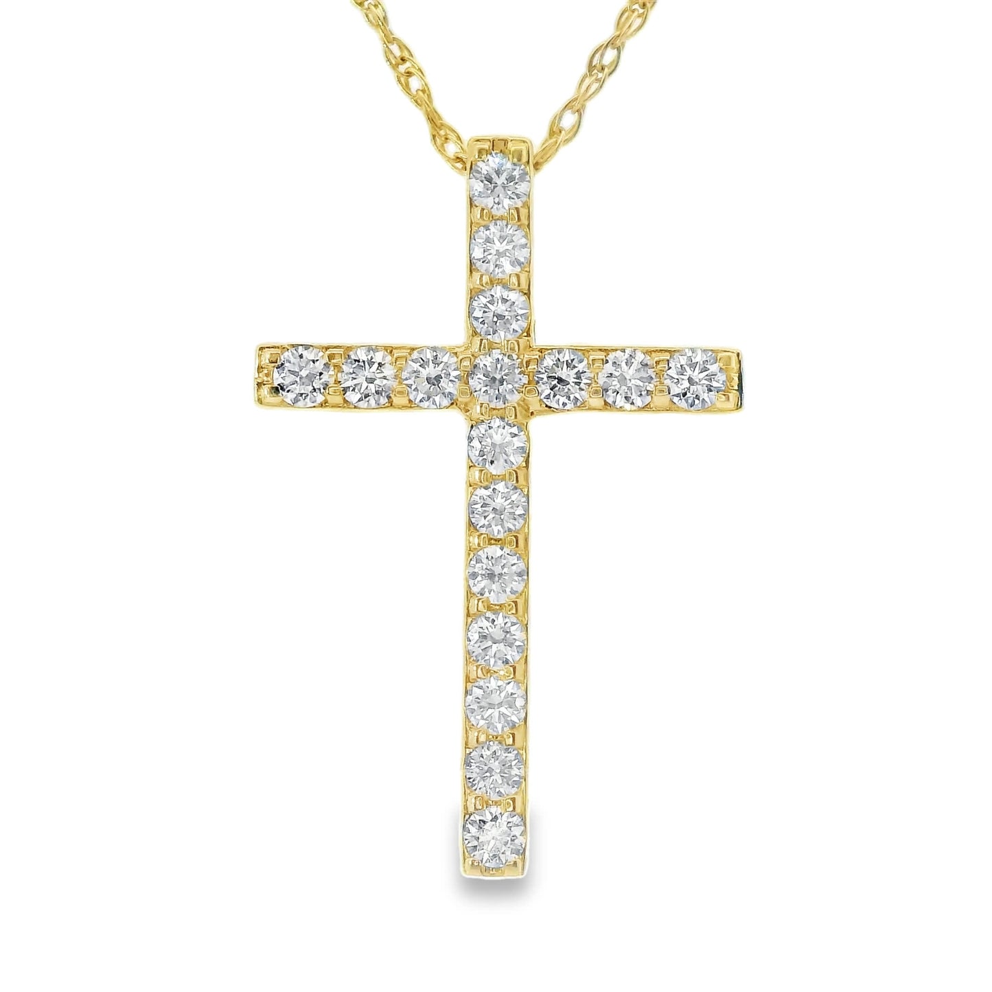 1/2 Carat Lab 14K Gold Diamond Cross Pendant Necklace