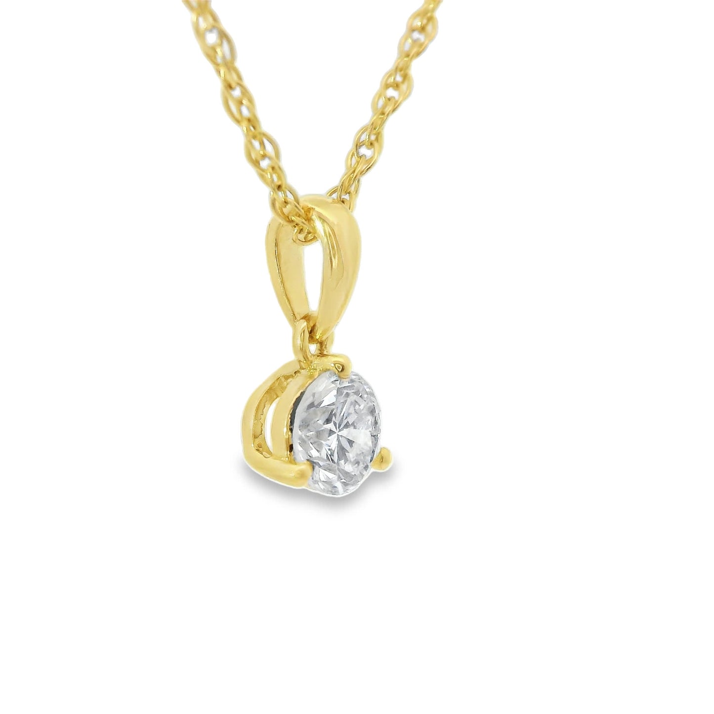 Lab Grown 14k Gold Round-Cut Diamond Pendant 0.25 Carat