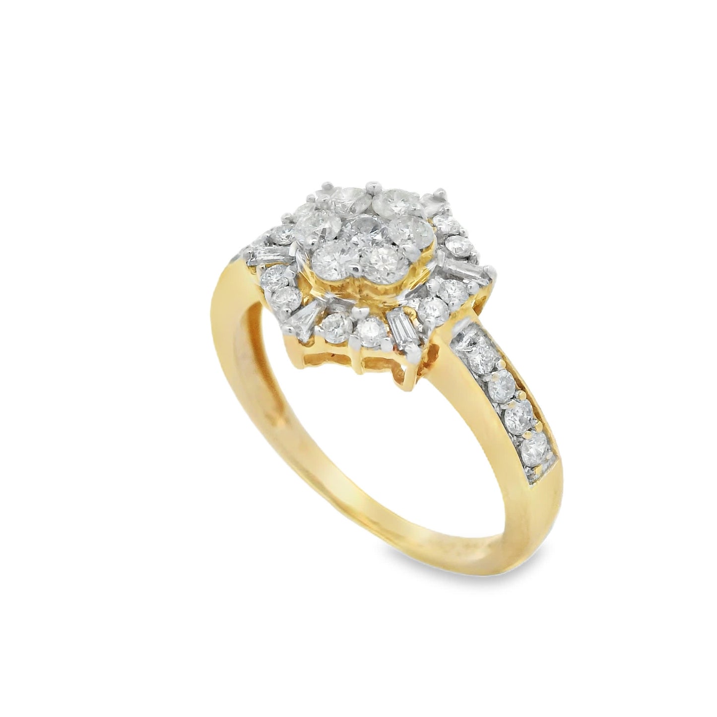 Diamond Halo Cluster Ring (0.75 Carat) in 14K Gold 2 Colors