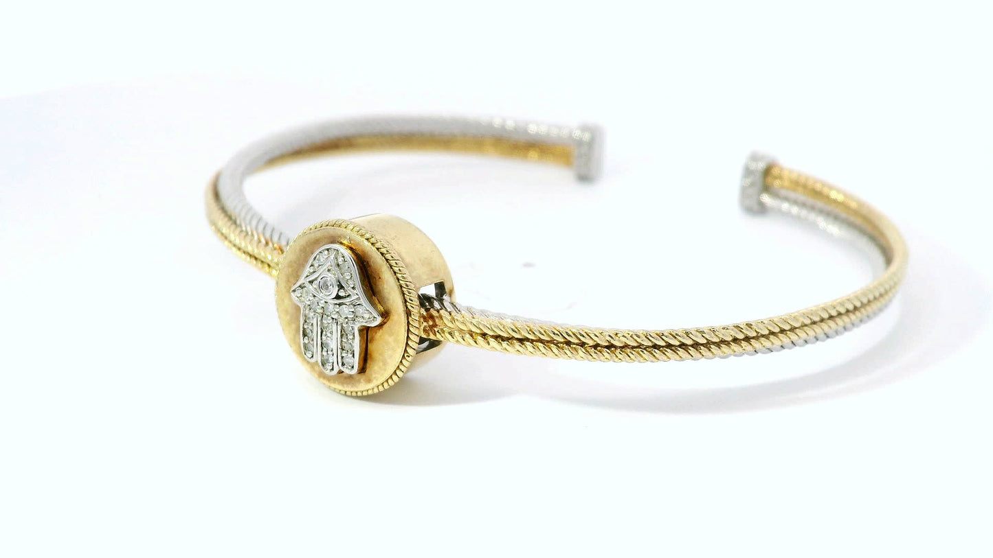 Two-Tone Bangle Bracelet in 925 Silver (0.07 Carat)