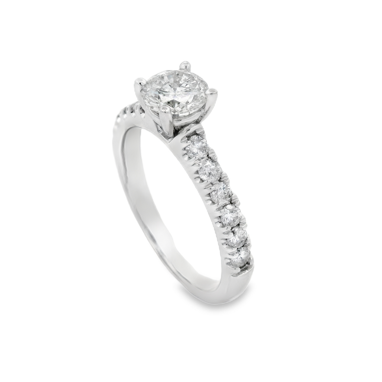 ✨ Classic One Row Engagement Ring in 14k White Gold (1.28 Carat) ✨ - Chetan Collection