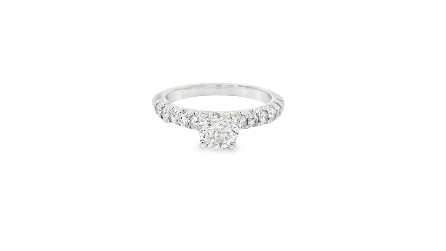 ✨ Classic One Row Engagement Ring in 14k White Gold (1.28 Carat) ✨ - Chetan Collection