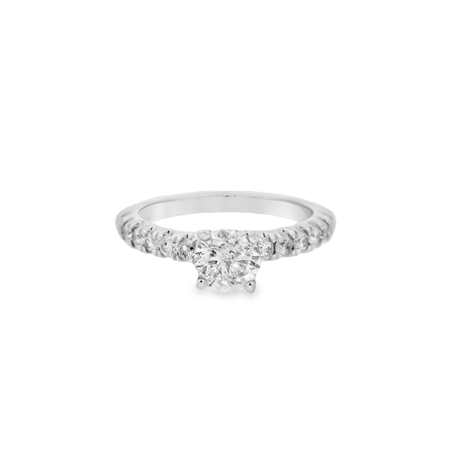 ✨ Classic One Row Engagement Ring in 14k White Gold (1.28 Carat) ✨ - Chetan Collection