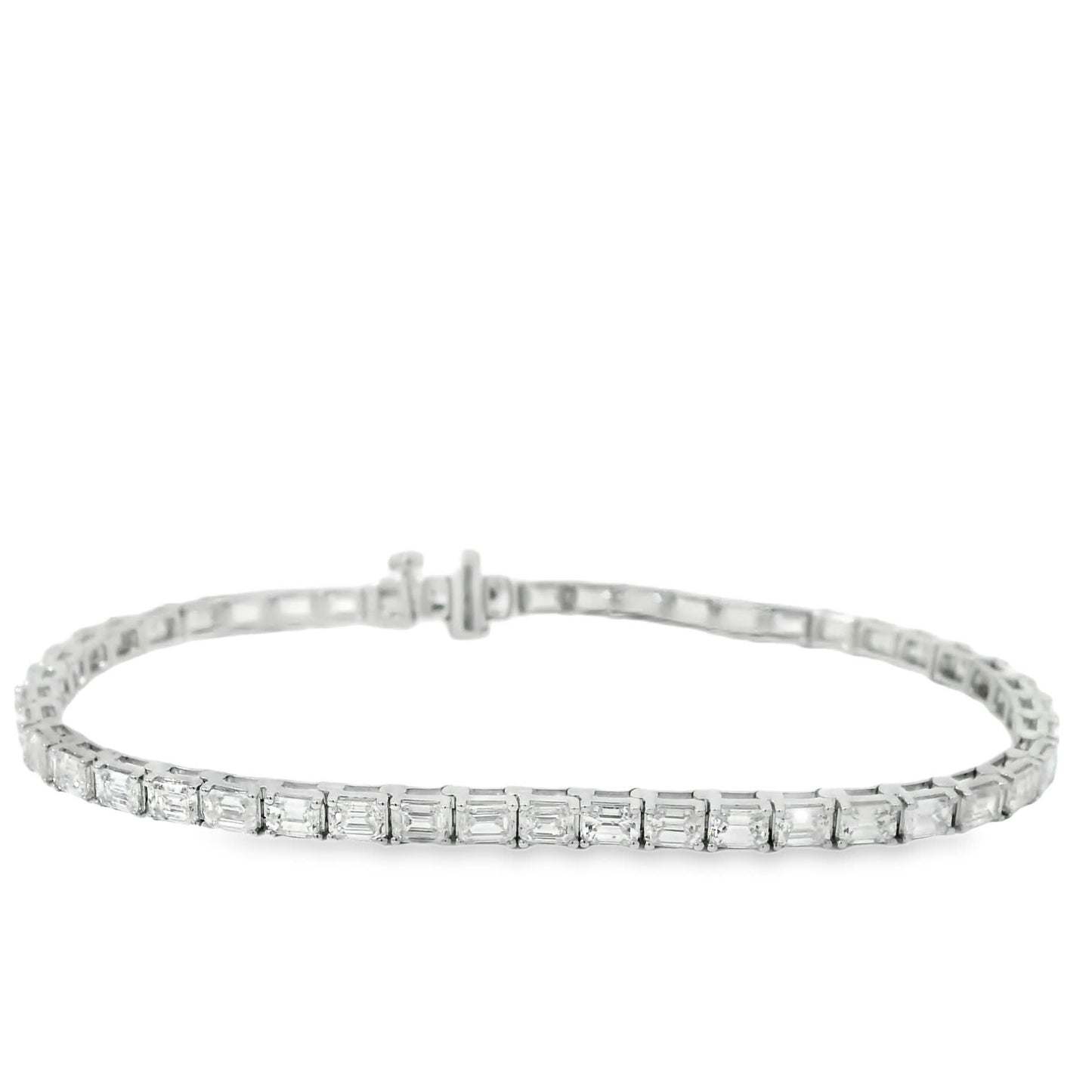 7.00 Carat Emerald Cut Bracelet with 18K White Gold