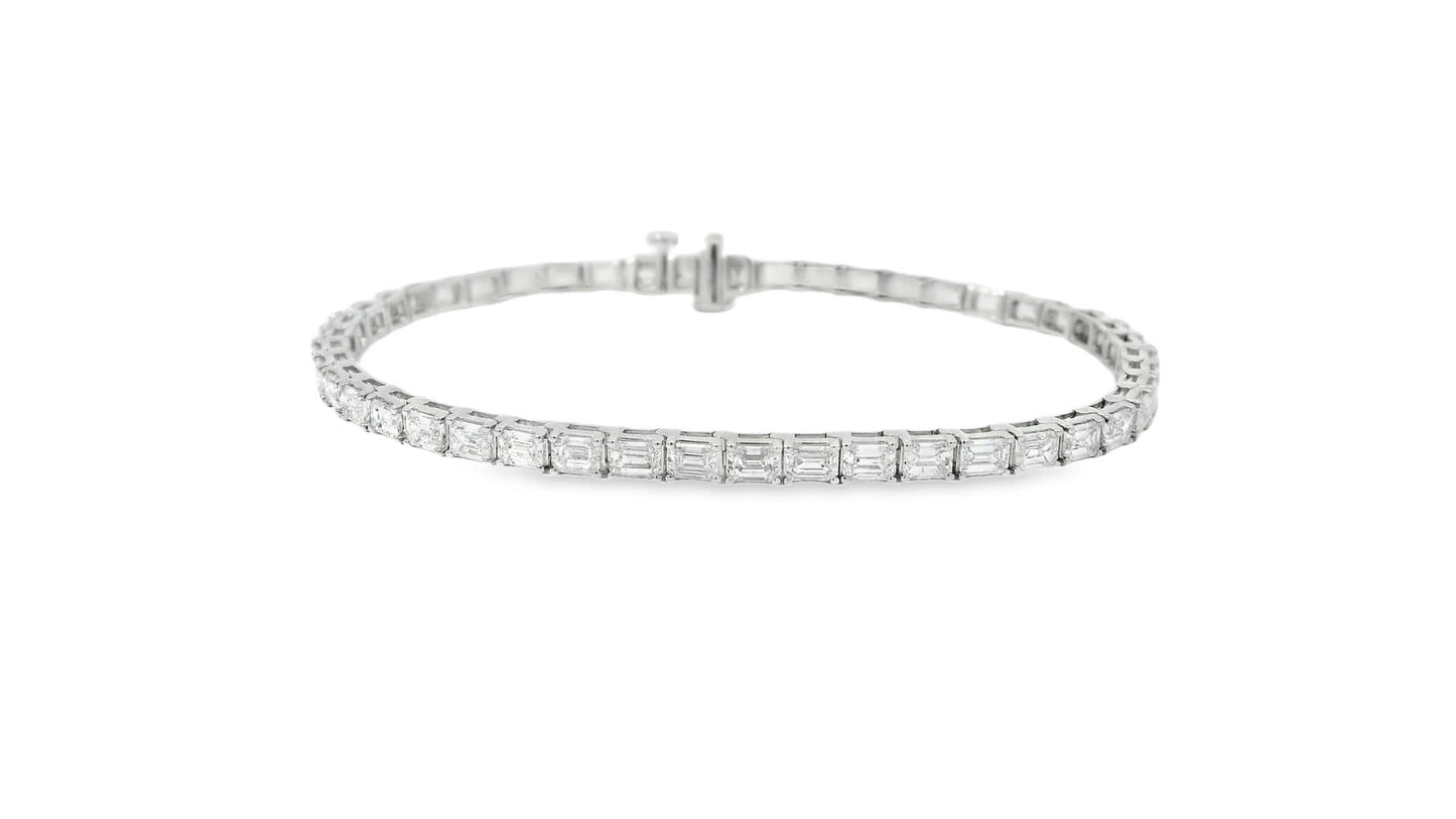 7.00 Carat Emerald Cut Bracelet with 18K White Gold