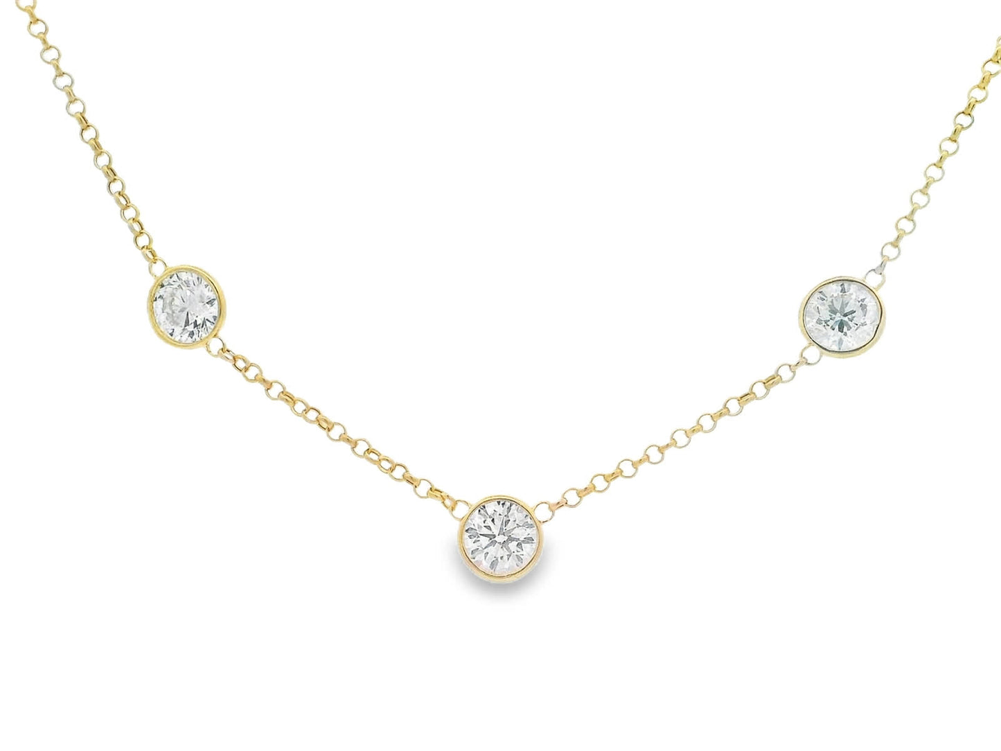 14K Yellow Gold Necklace with 3.00 Carat Diamonds (Lab Grown Diamonds)