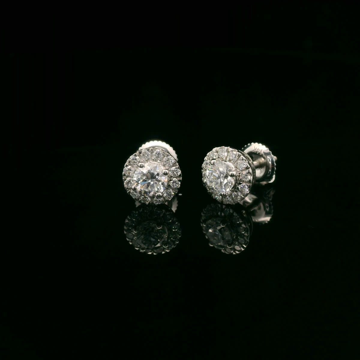 Round Shape Diamond Earrings 14K Gold 1.00 Carat