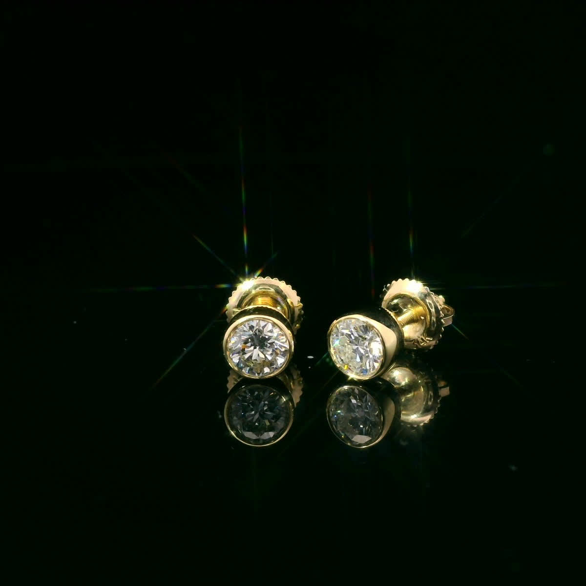 Round Cut Stud Diamond Earrings 14K Gold 0.75 Carat