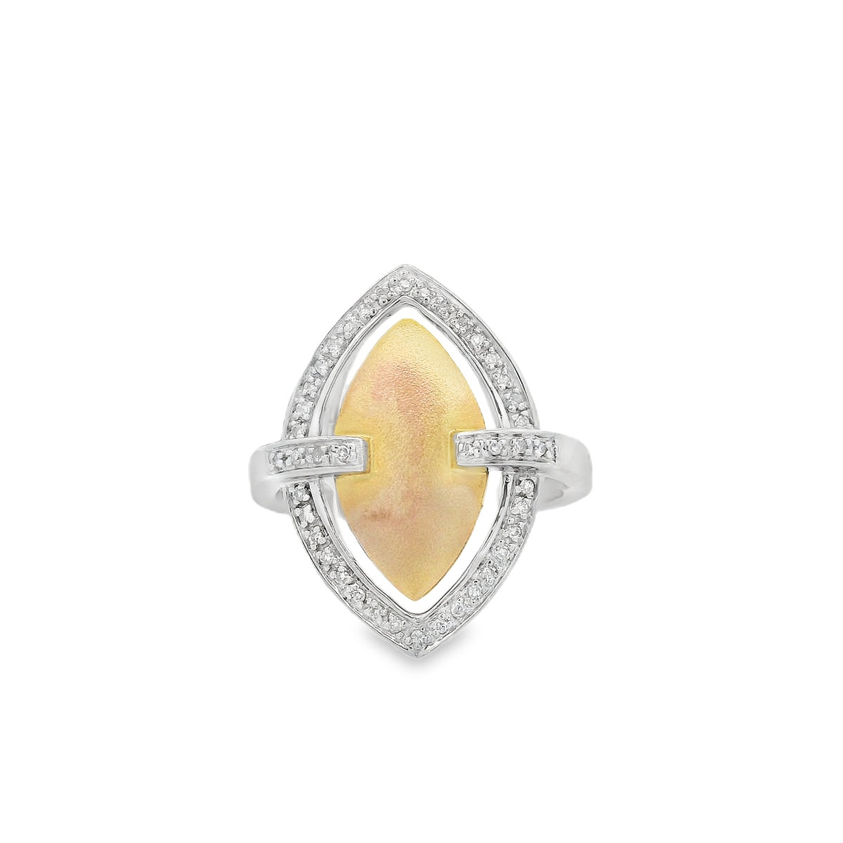 0.13ct Halo Diamond Engagement Ring in 14K Two-Tone Gold