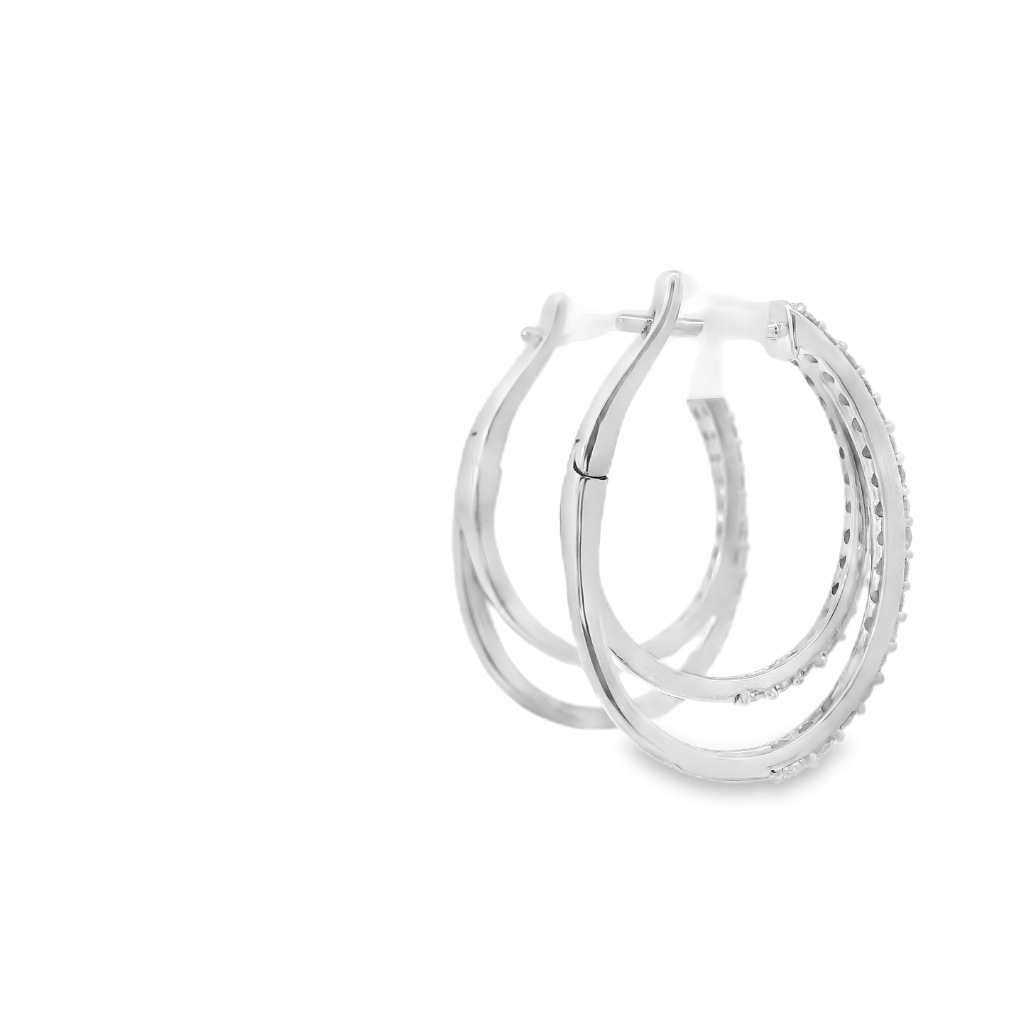 Polished Diamond Hoop Earrings