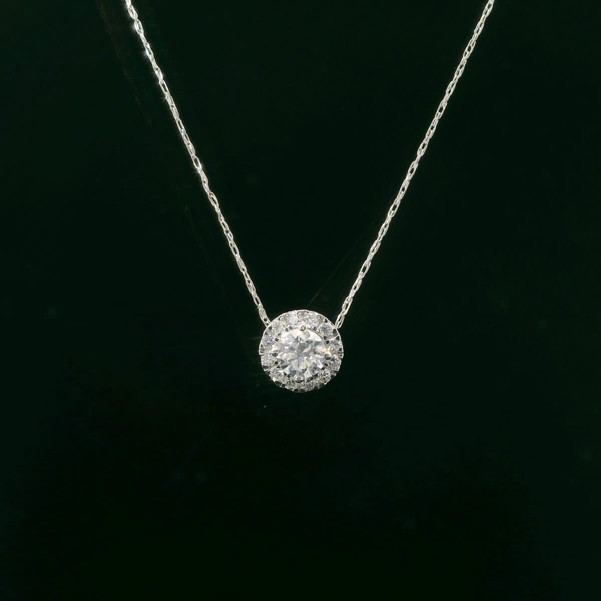 Lab-Created Diamond 14K Gold Halo Pendant 1/2 Carats