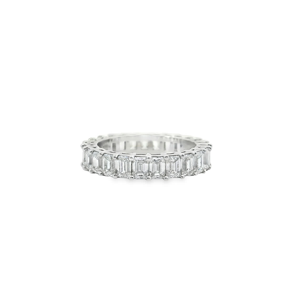 4.02ct emerald wedding band in 18K white gold