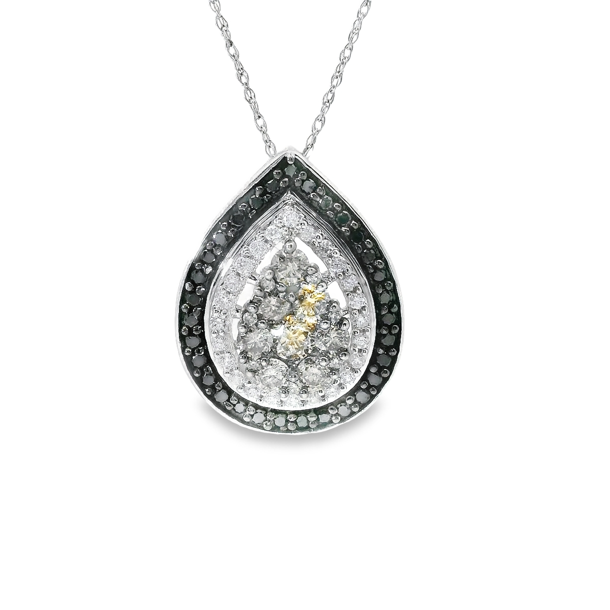 0.97ct Halo Diamond Pendant in 10K White Gold