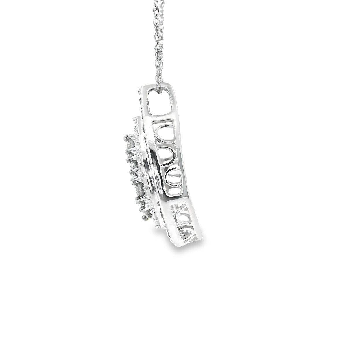 0.97ct Halo Diamond Pendant in 10K White Gold
