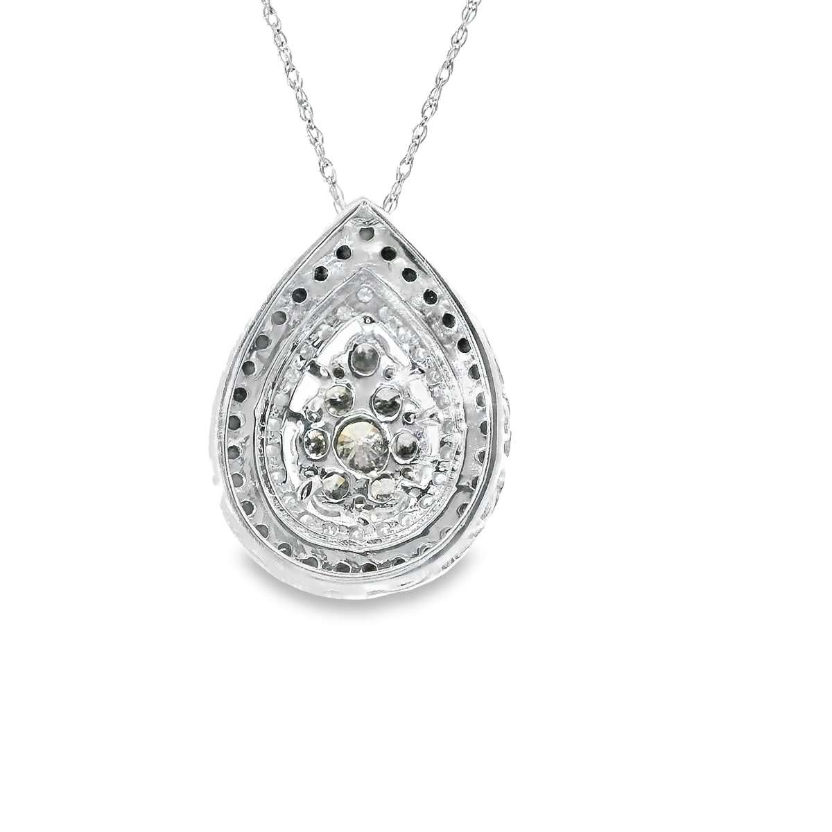 0.97ct Halo Diamond Pendant in 10K White Gold