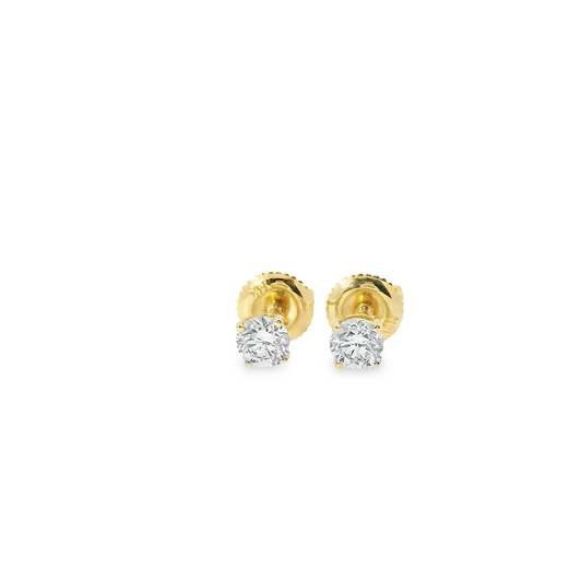 0.50ct Lab-Grown Round-Cut Diamond Stud Earrings in 14K Yellow Gold