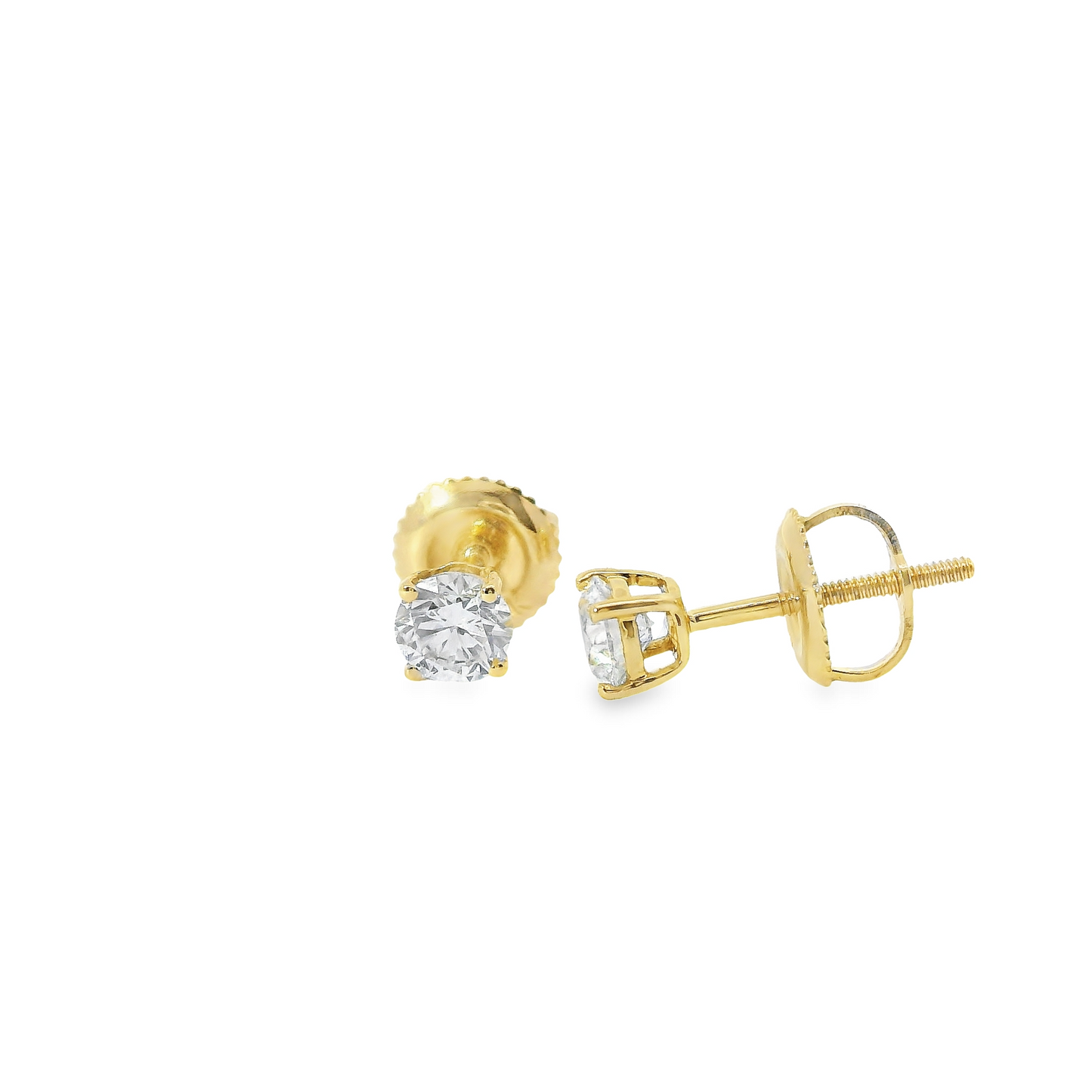 0.50ct Lab-Grown Round-Cut Diamond Stud Earrings in 14K Yellow Gold