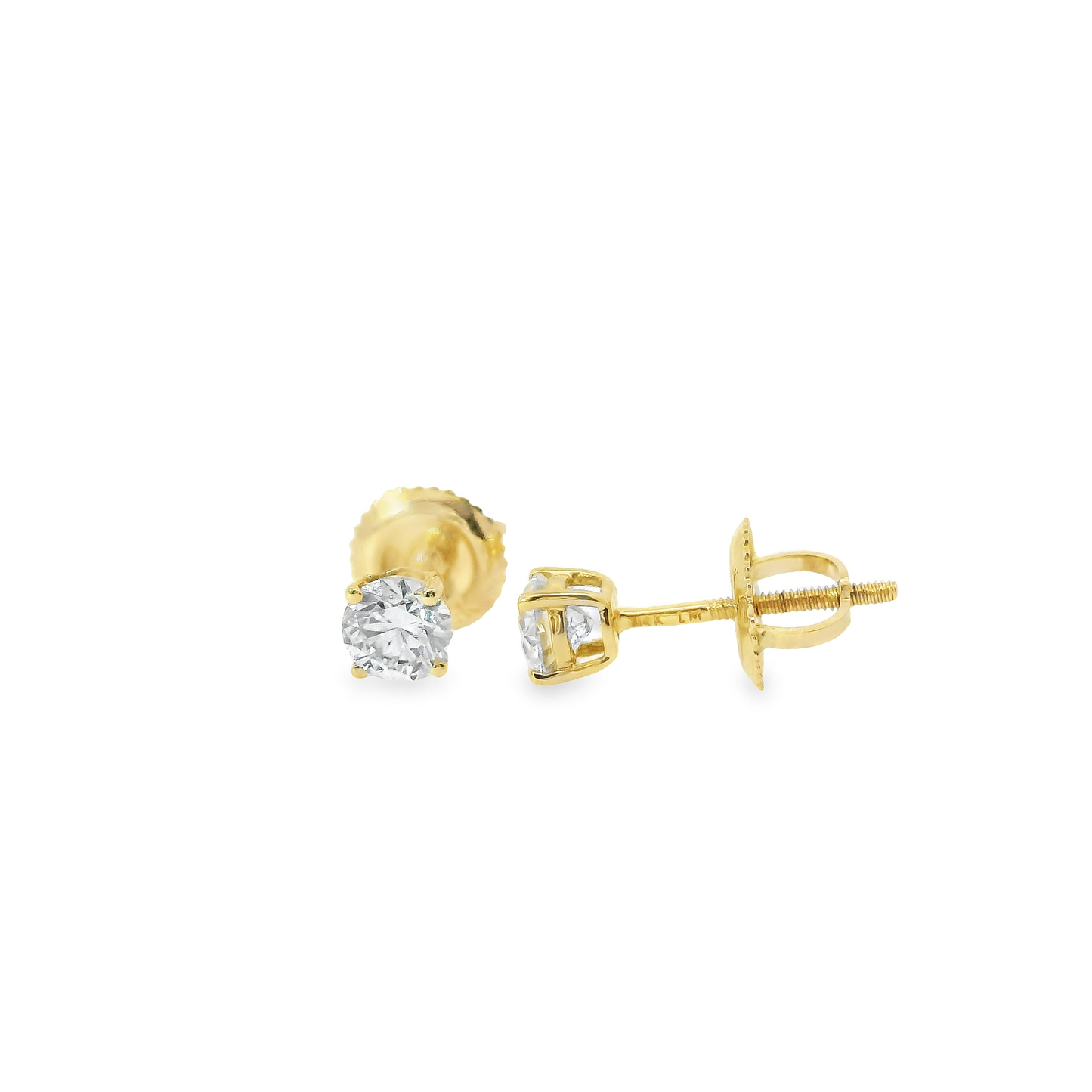 0.50ct Lab-Grown Round-Cut Diamond Stud Earrings in 14K Yellow Gold