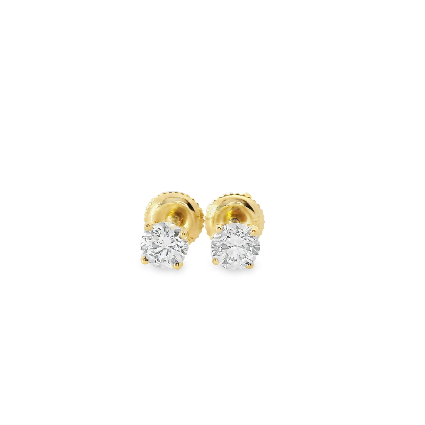 0.75ct Lab-Grown Round-Cut Diamond Stud Earrings in 14K Gold