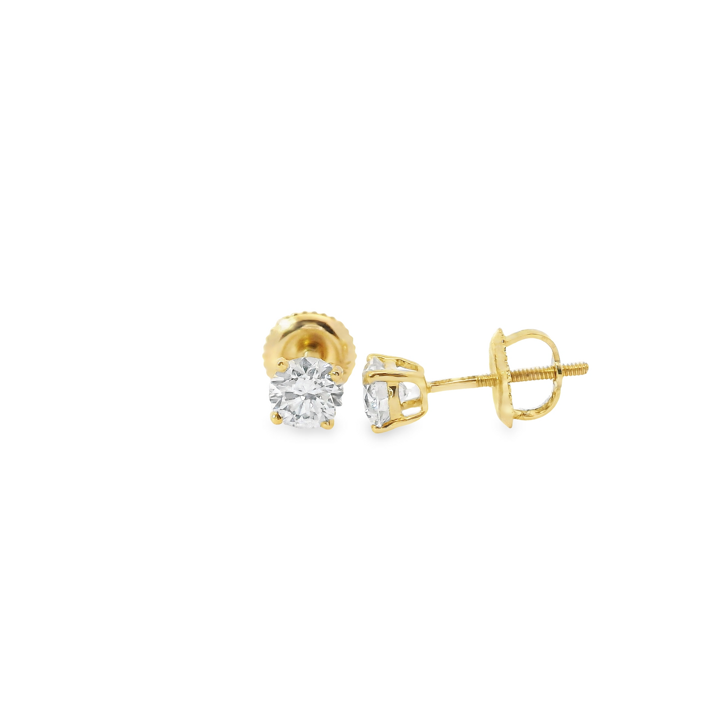 0.75ct Lab-Grown Round-Cut Diamond Stud Earrings in 14K Gold