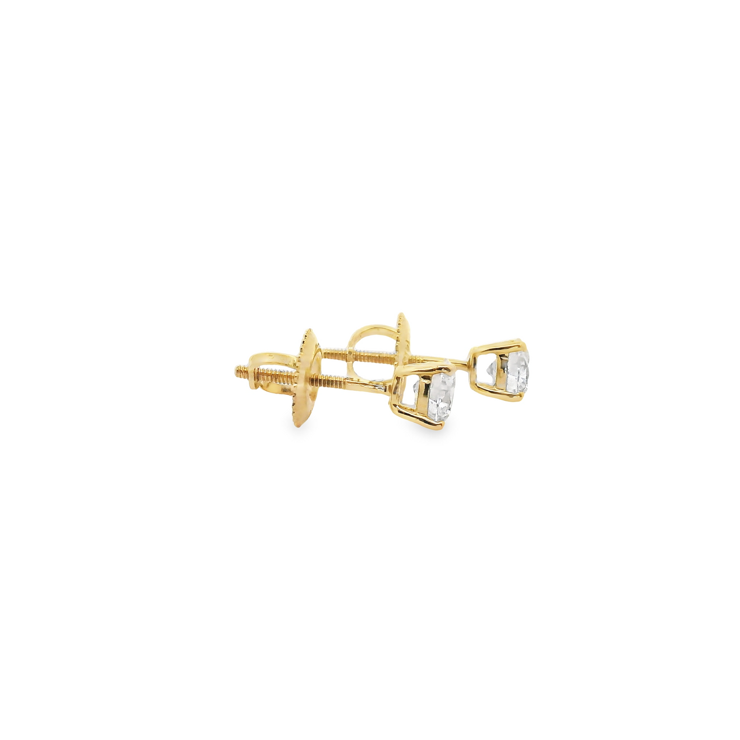 0.75ct Lab-Grown Round-Cut Diamond Stud Earrings in 14K Gold