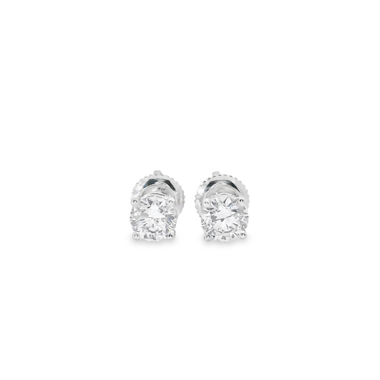 1.00ct Lab-Grown Round-Cut Diamond Stud Earrings in 14K Gold