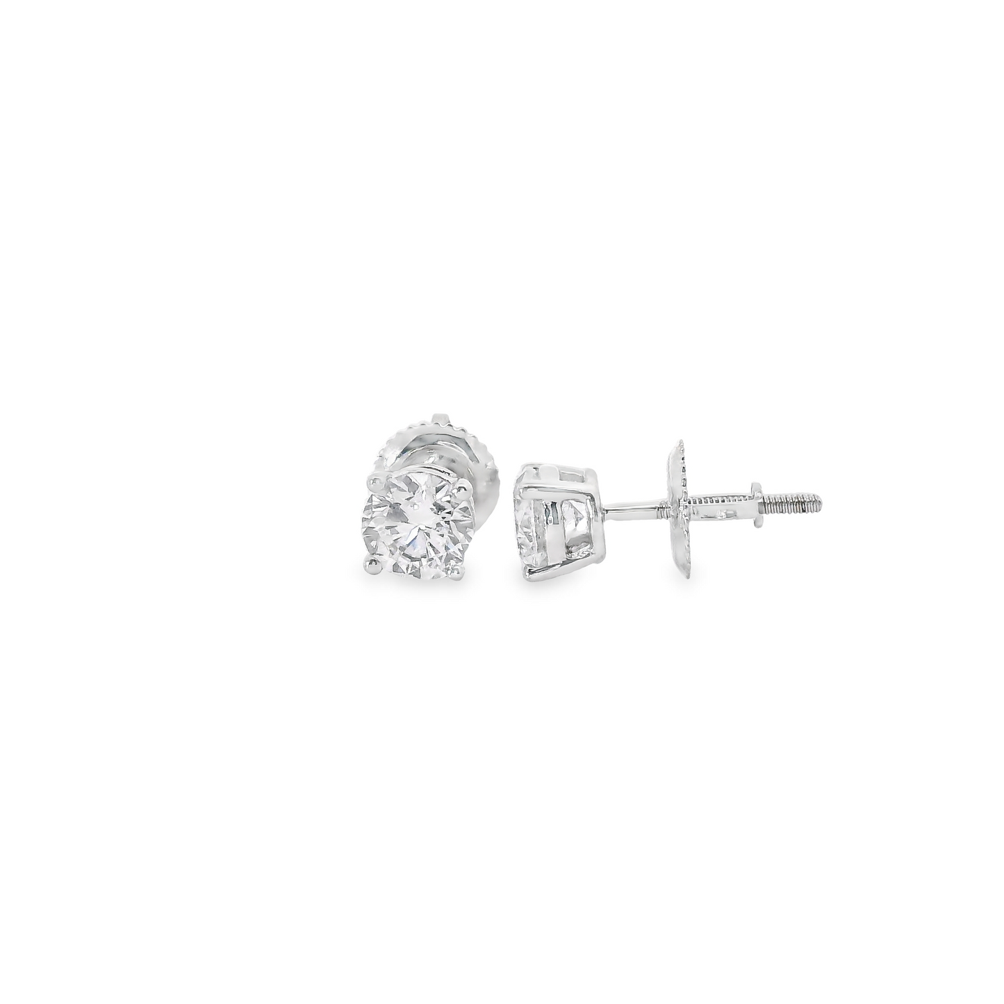 1.00ct Lab-Grown Round-Cut Diamond Stud Earrings in 14K Gold