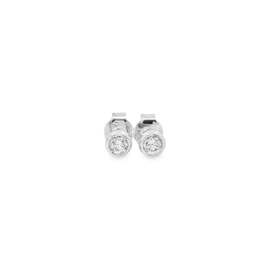 Bezel-Set 0.33ct Lab-Grown Round-Cut Diamond Stud Earrings in 14K Gold