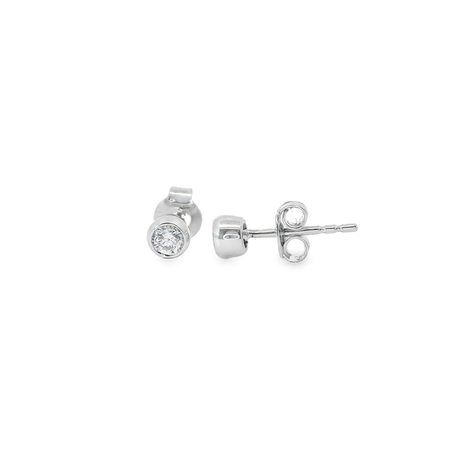 Bezel-Set 0.33ct Lab-Grown Round-Cut Diamond Stud Earrings in 14K Gold
