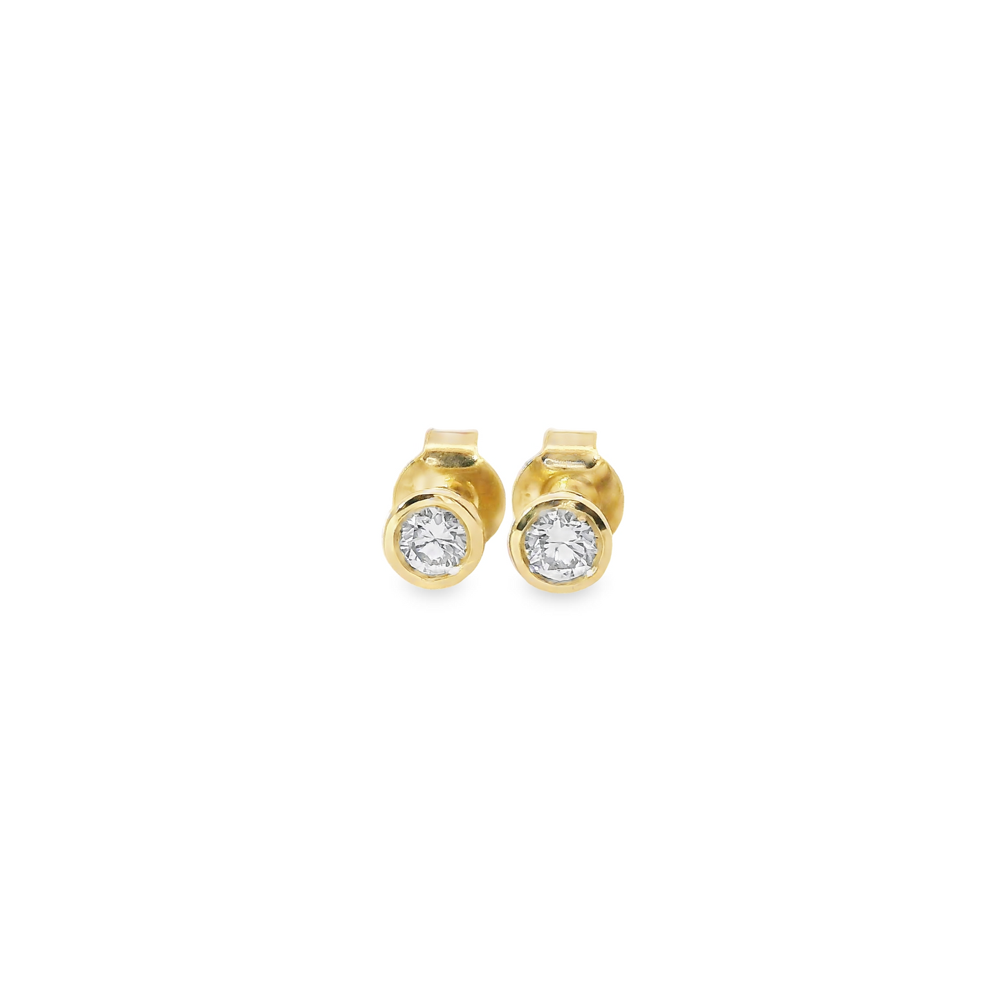 Bezel-Set 0.33ct Lab-Grown Round-Cut Diamond Stud Earrings in 14K Gold