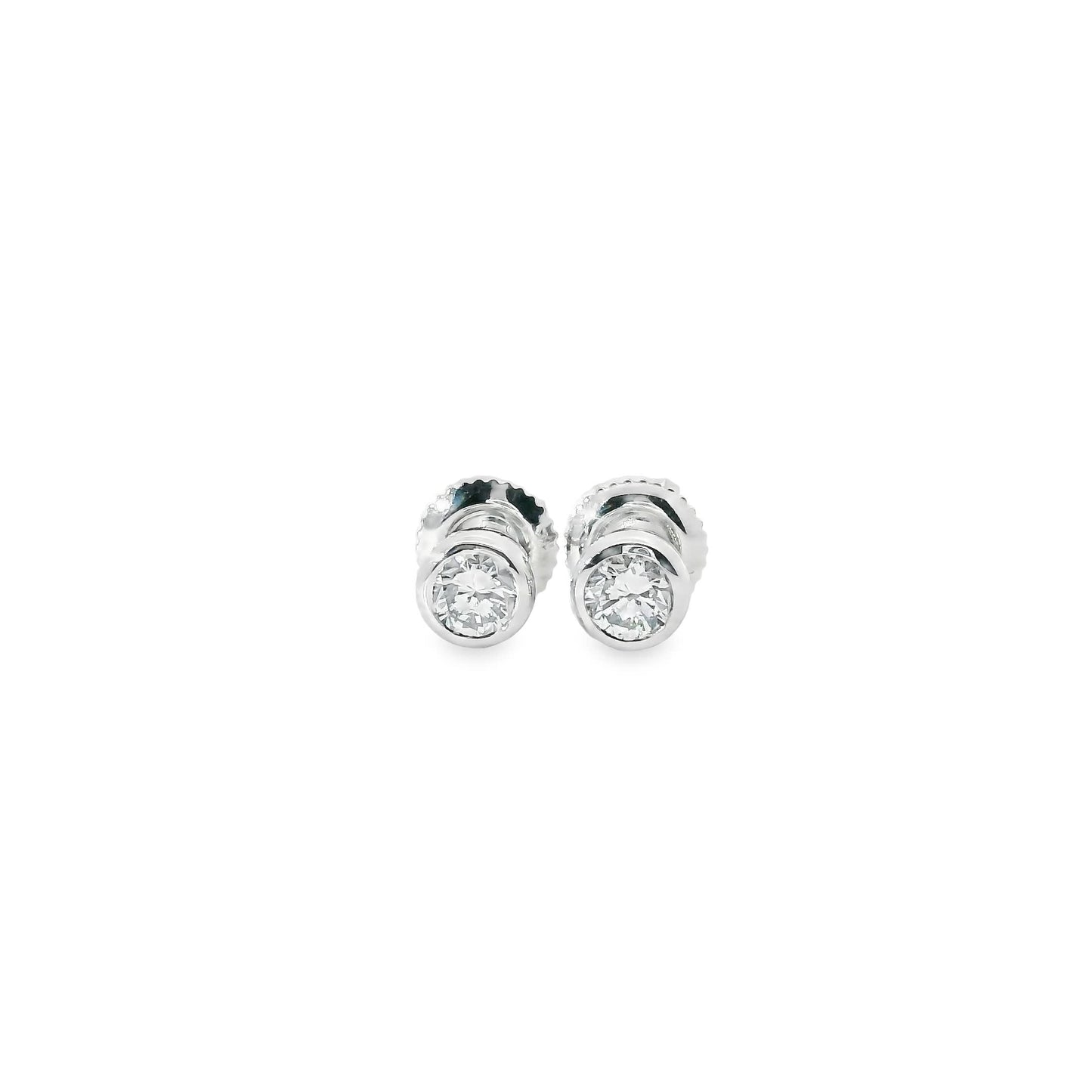 Round Cut Stud Diamond Earrings 14K Gold 0.50 Carat