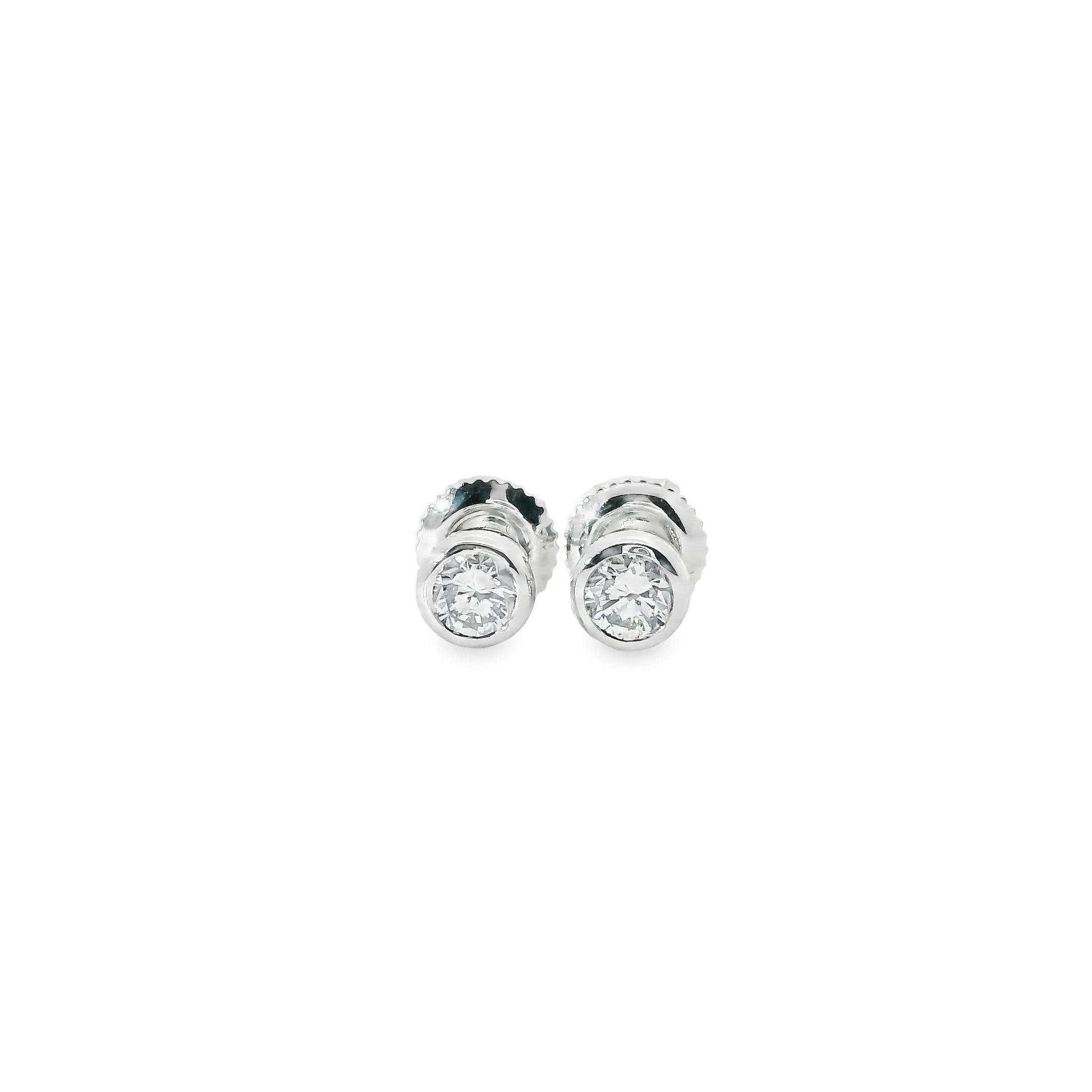 Round Cut Stud Diamond Earrings 14K Gold 0.50 Carat
