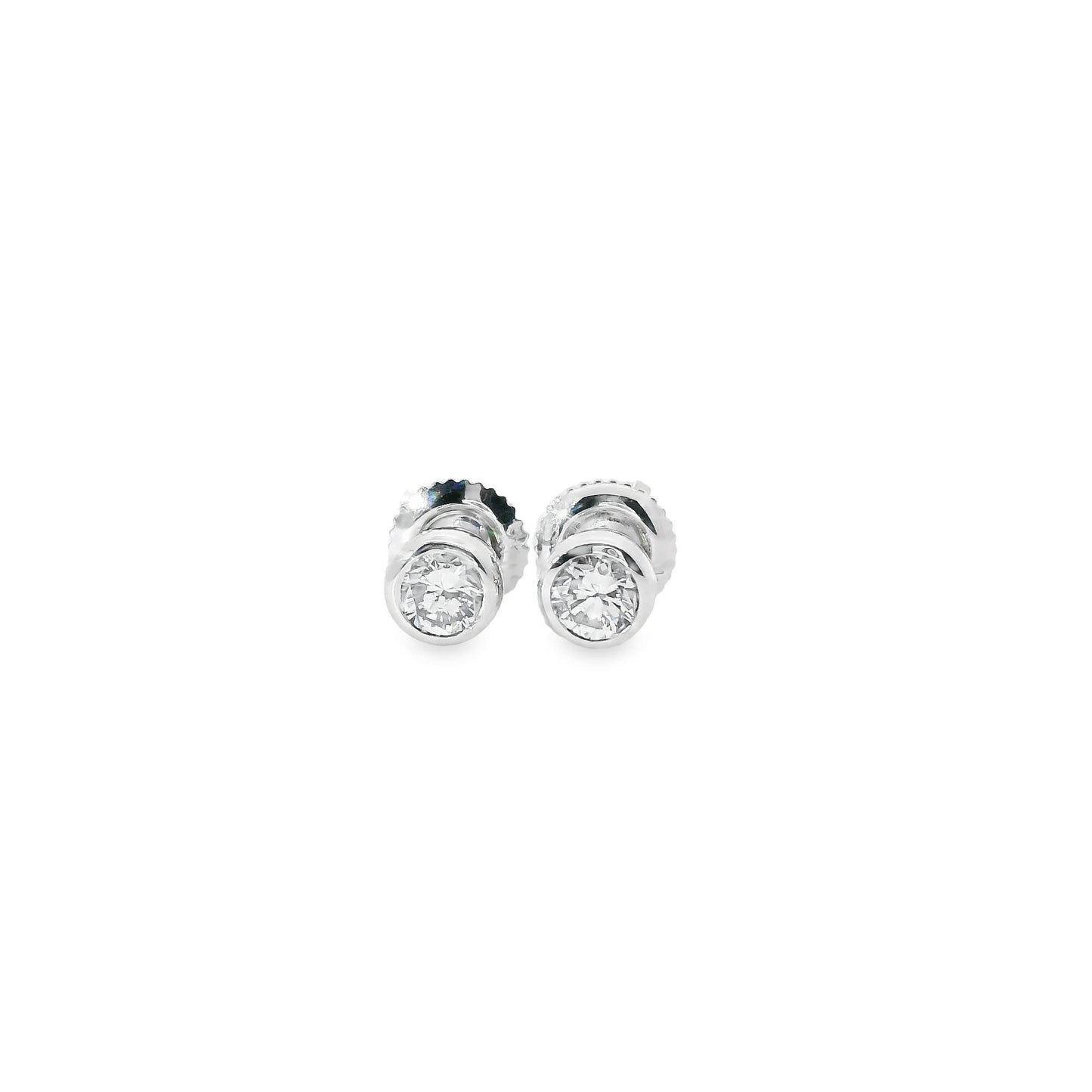 Round Cut Stud Diamond Earrings 14K Gold 0.50 Carat
