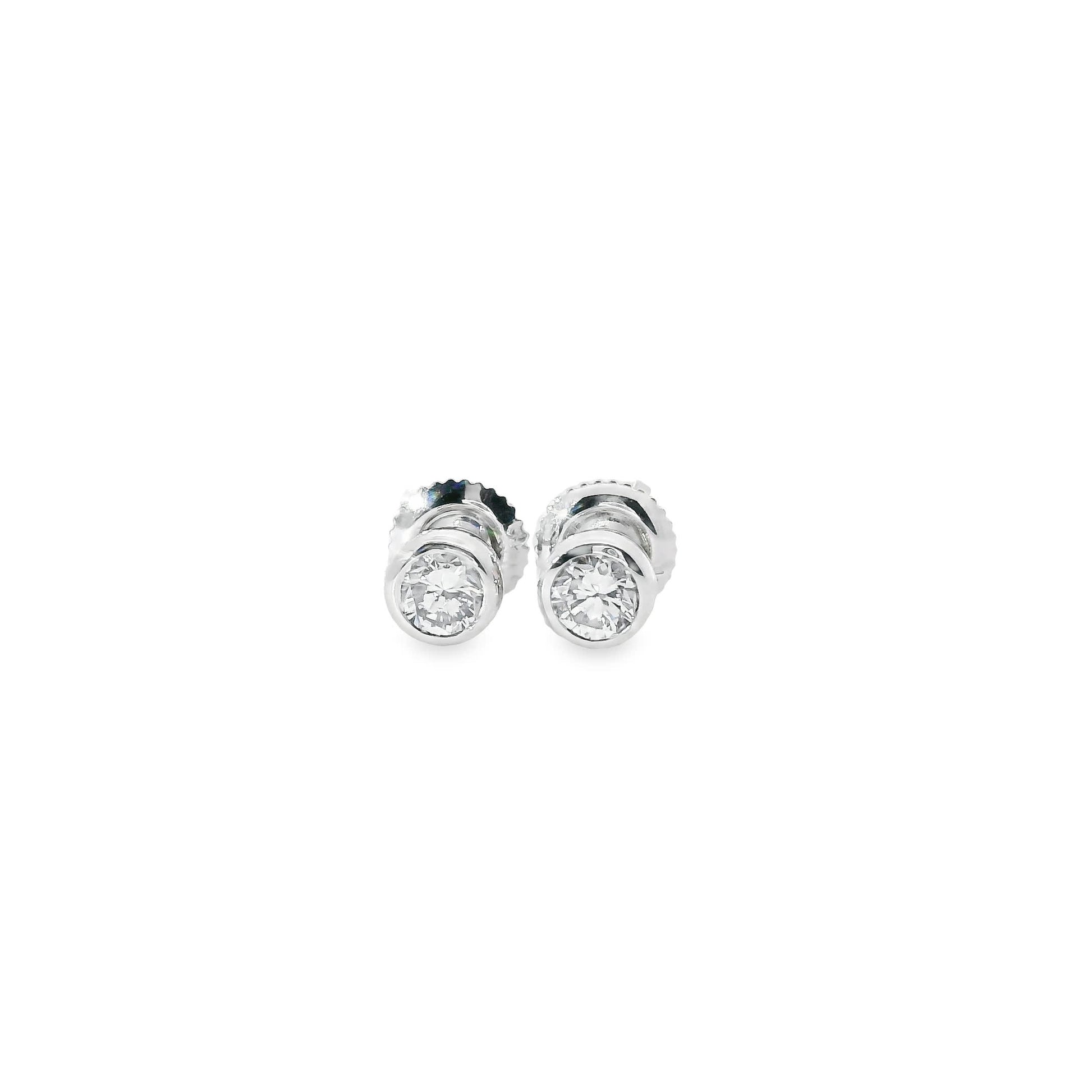 Round Cut Stud Diamond Earrings 14K Gold 0.50 Carat