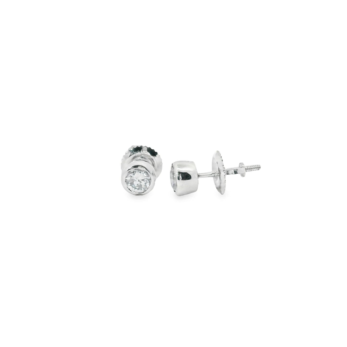 Round Cut Stud Diamond Earrings 14K Gold 0.50 Carat