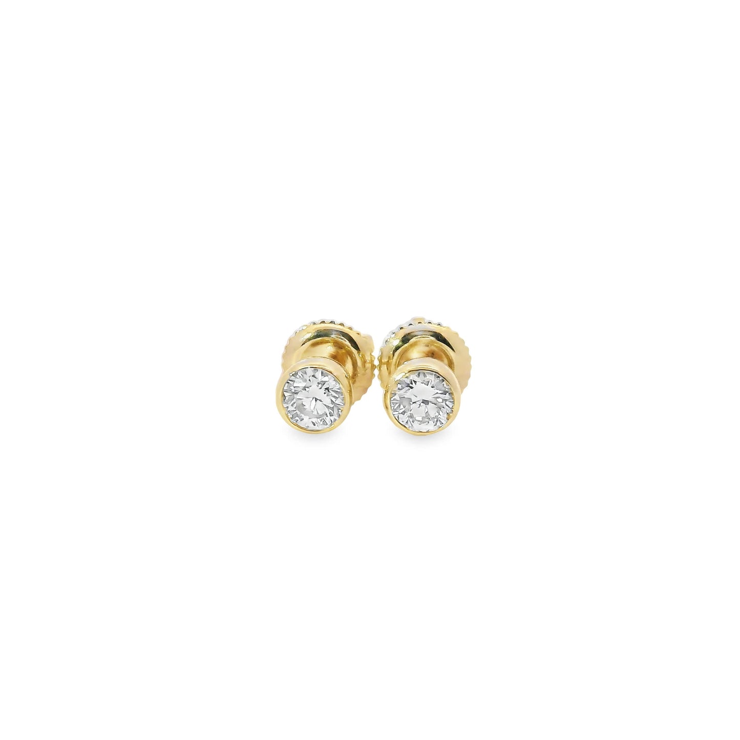 Round Cut Stud Diamond Earrings 14K Gold 0.50 Carat