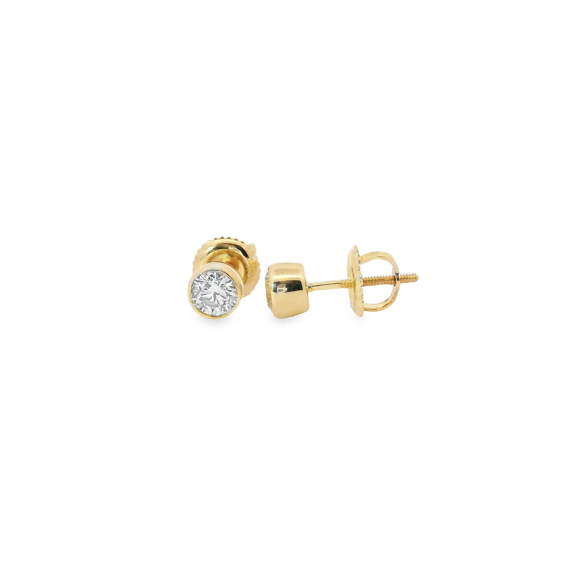 Round Cut Stud Diamond Earrings 14K Gold 0.50 Carat