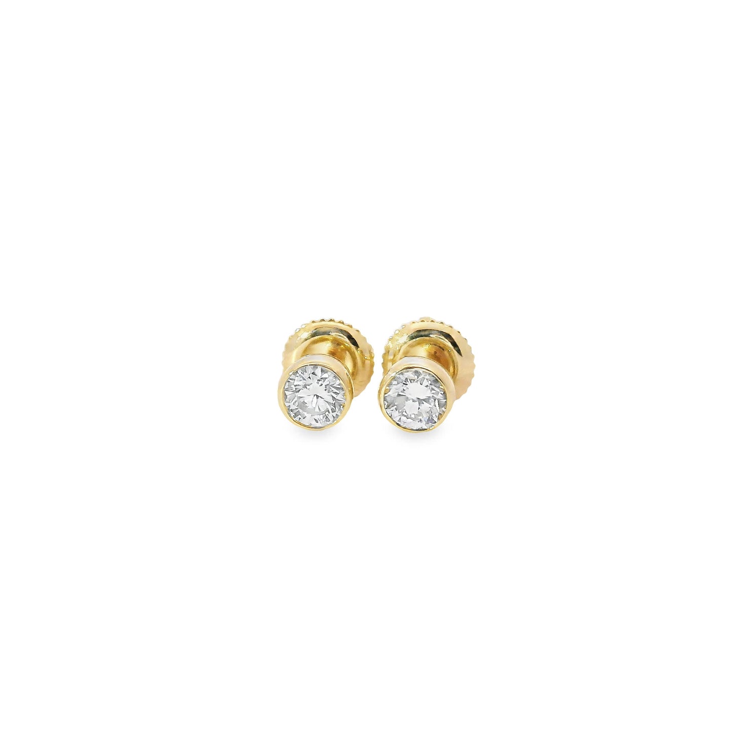 Round Cut Stud Diamond Earrings 14K Gold 0.50 Carat