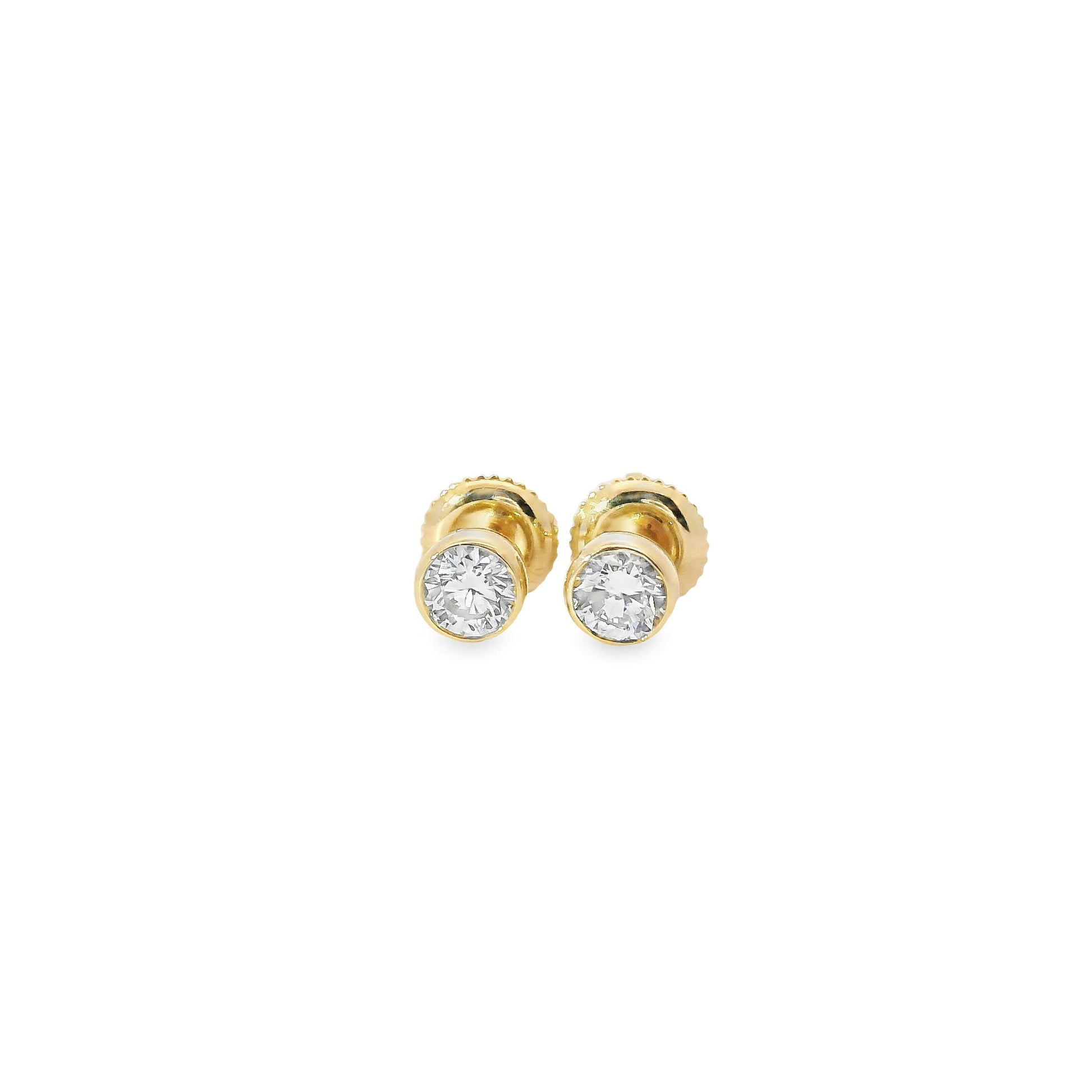 Round Cut Stud Diamond Earrings 14K Gold 0.50 Carat