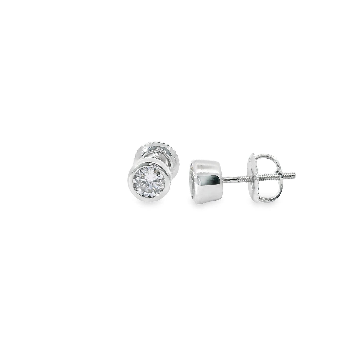 Round Cut Stud Diamond Earrings 14K Gold 0.75 Carat