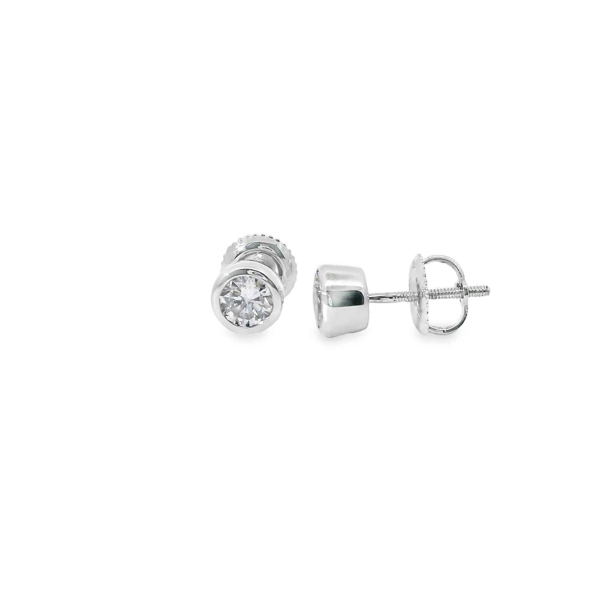 Round Cut Stud Diamond Earrings 14K Gold 0.75 Carat