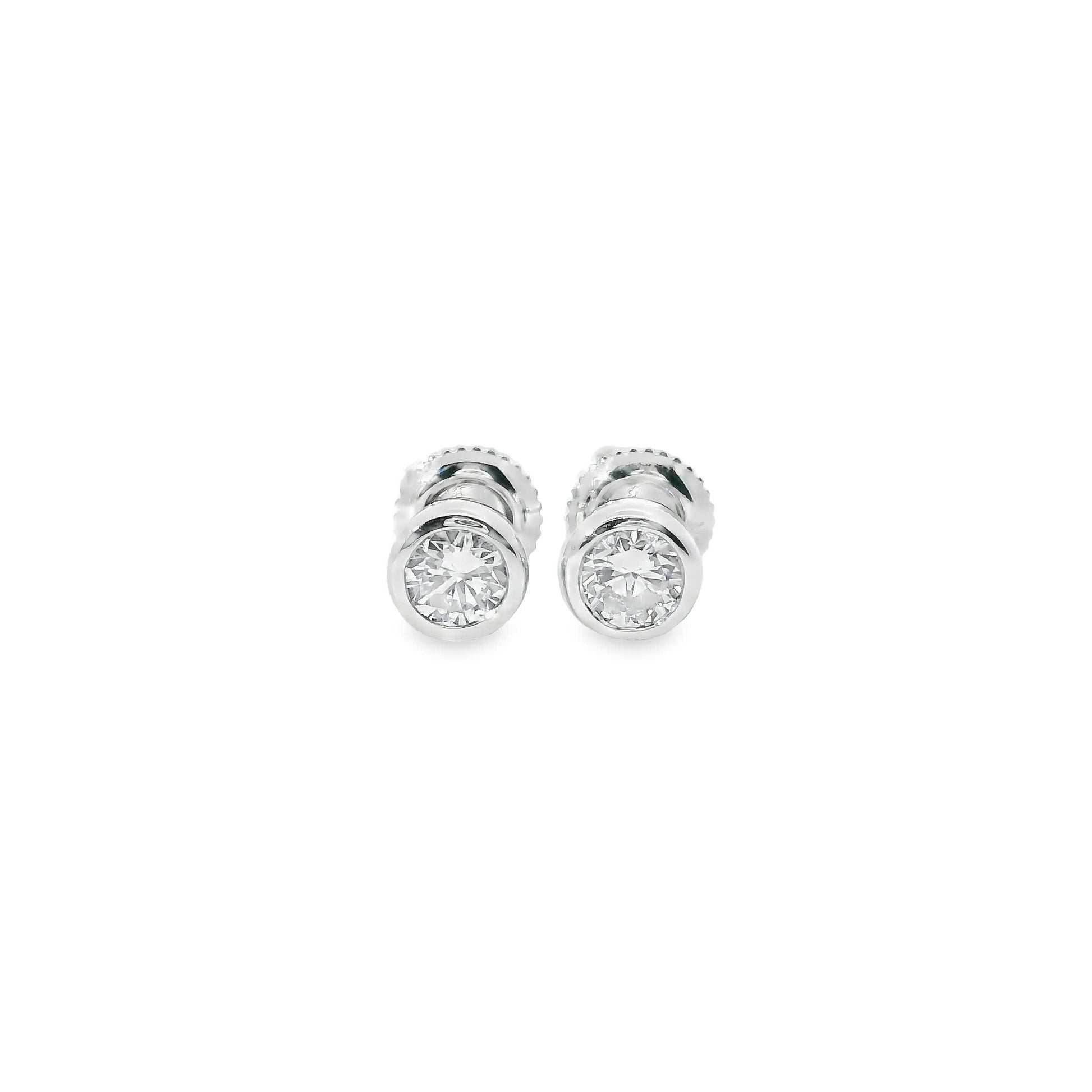 Round Cut Stud Diamond Earrings 14K Gold 0.75 Carat