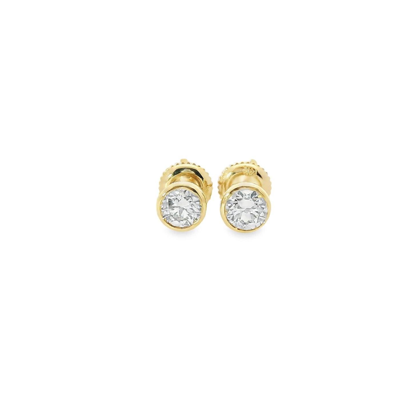 Round Cut Stud Diamond Earrings 14K Gold 0.75 Carat