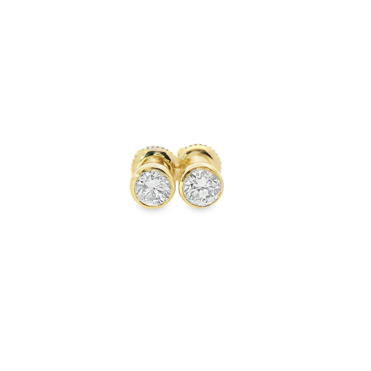 Round Cut Stud Diamond Earrings 14K Gold 0.75 Carat