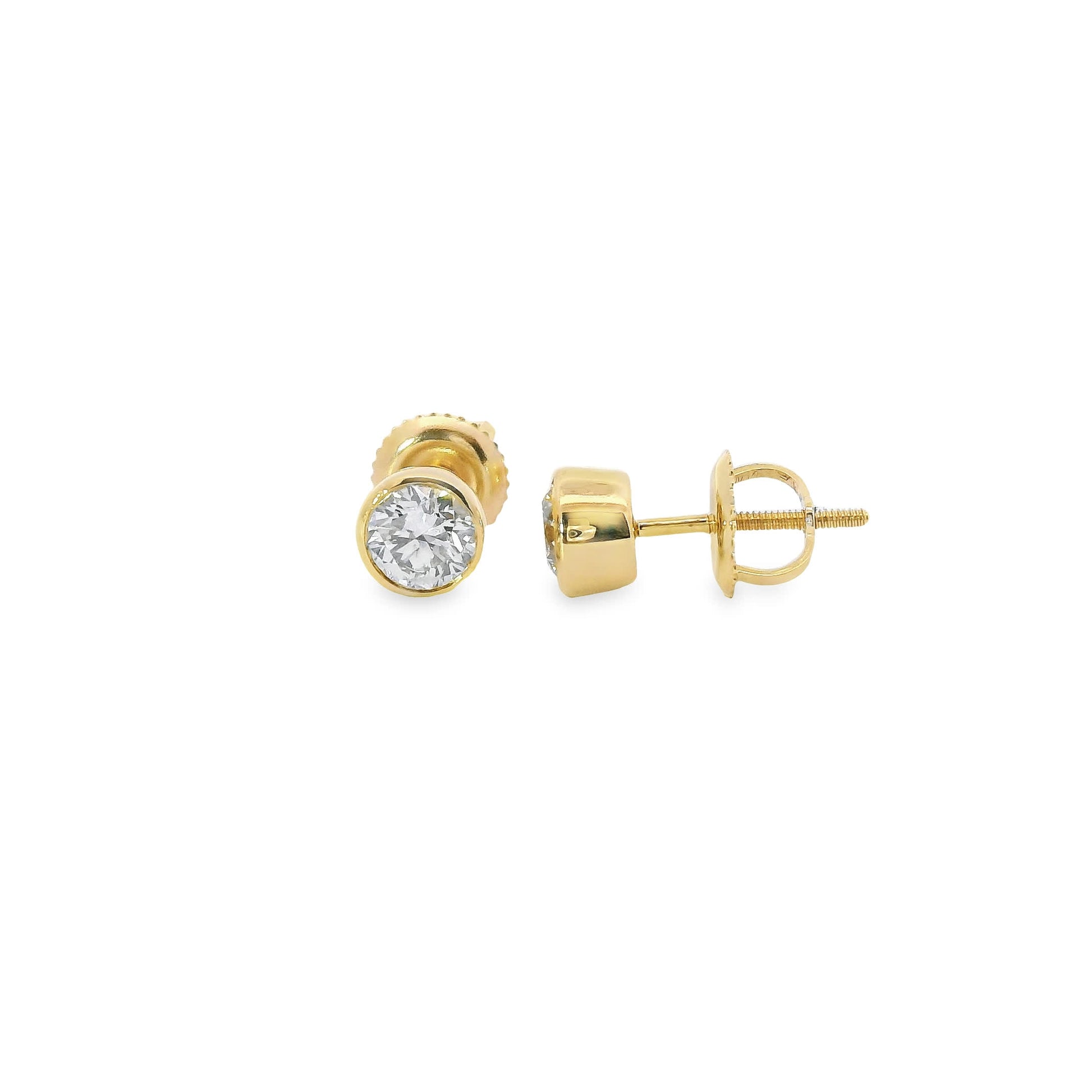 Round Cut Stud Diamond Earrings 14K Gold 0.75 Carat