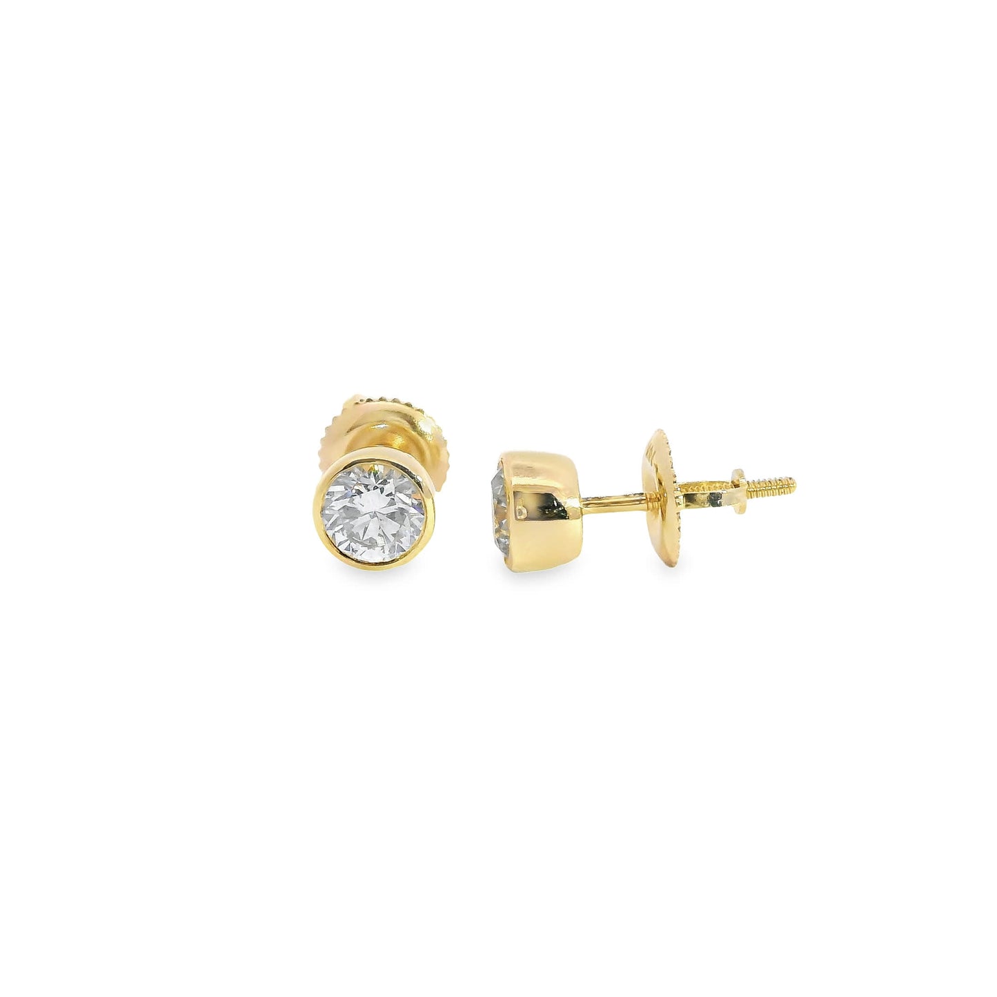 Round Cut Stud Diamond Earrings 14K Gold 0.75 Carat