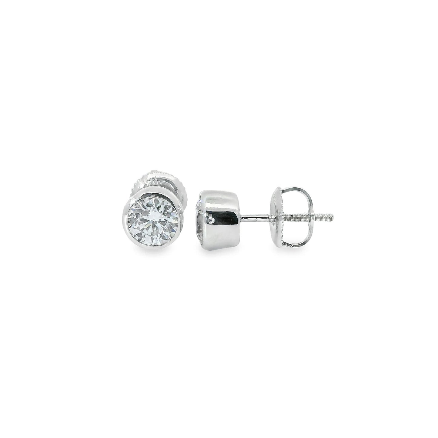 Round Cut Stud Diamond Earrings 14K Gold 1.00 Carat